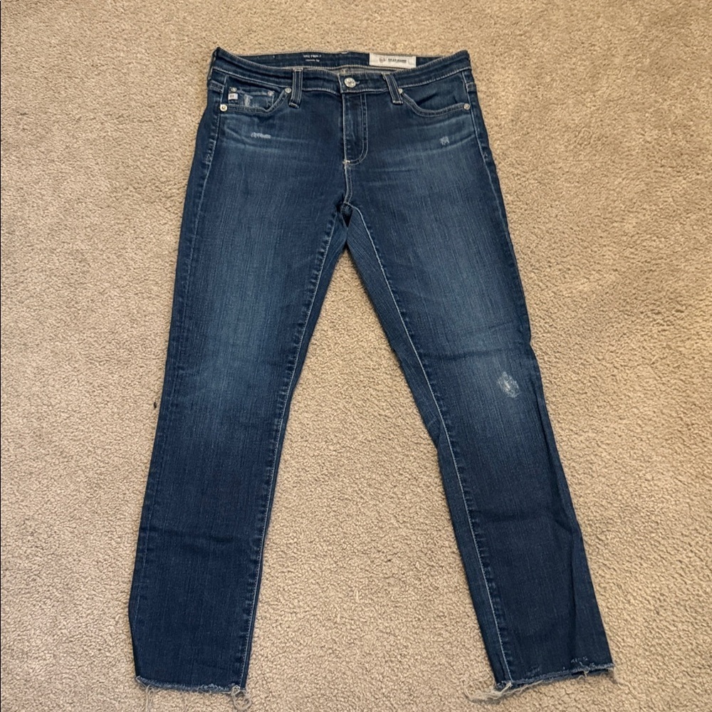 AG Adriano Goldschmied Dark Blue Straight Leg Jeans